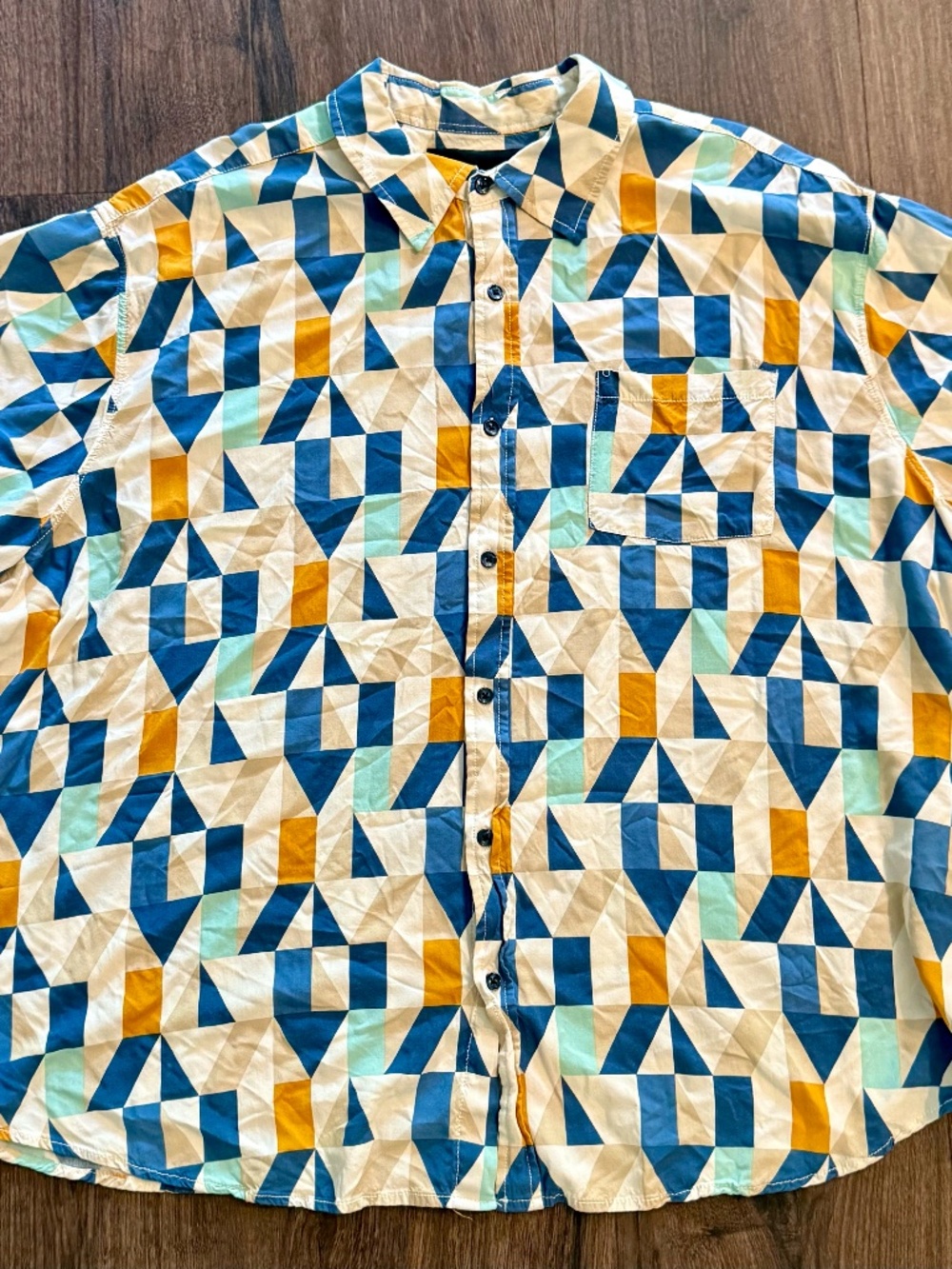 Winston Men's Big & Tall Button-Front Short-Sleeve Shirt - Geometric Multi - 3XL